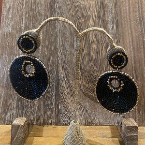 Black and Gold Beaded Earrings